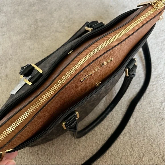 New Michael Kors Aubrey Large Satchel Brown/Luggage women’s bag